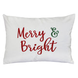 Merry & Bright Velvet Embroidery Pillow - Holiday Typography, 14" X 20" (1 Pillow)