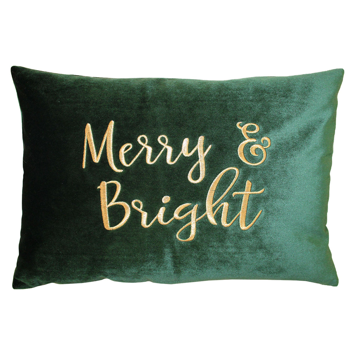 Merry & Bright Velvet Embroidery Pillow - Holiday Typography, 14" X 20" (1 Pillow)