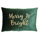 Merry & Bright Velvet Embroidery Pillow - Holiday Typography, 14" X 20" (1 Pillow)