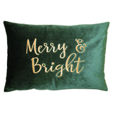 Merry & Bright Velvet Embroidery Pillow - Holiday Typography, 14" X 20" (1 Pillow)