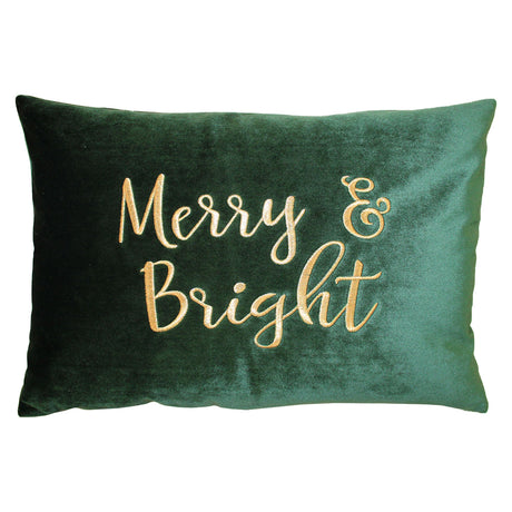 Merry & Bright Velvet Embroidery Pillow - Holiday Typography, 14" X 20" (1 Pillow)
