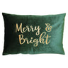 Merry & Bright Velvet Embroidery Pillow - Holiday Typography, 14" X 20" (1 Pillow)