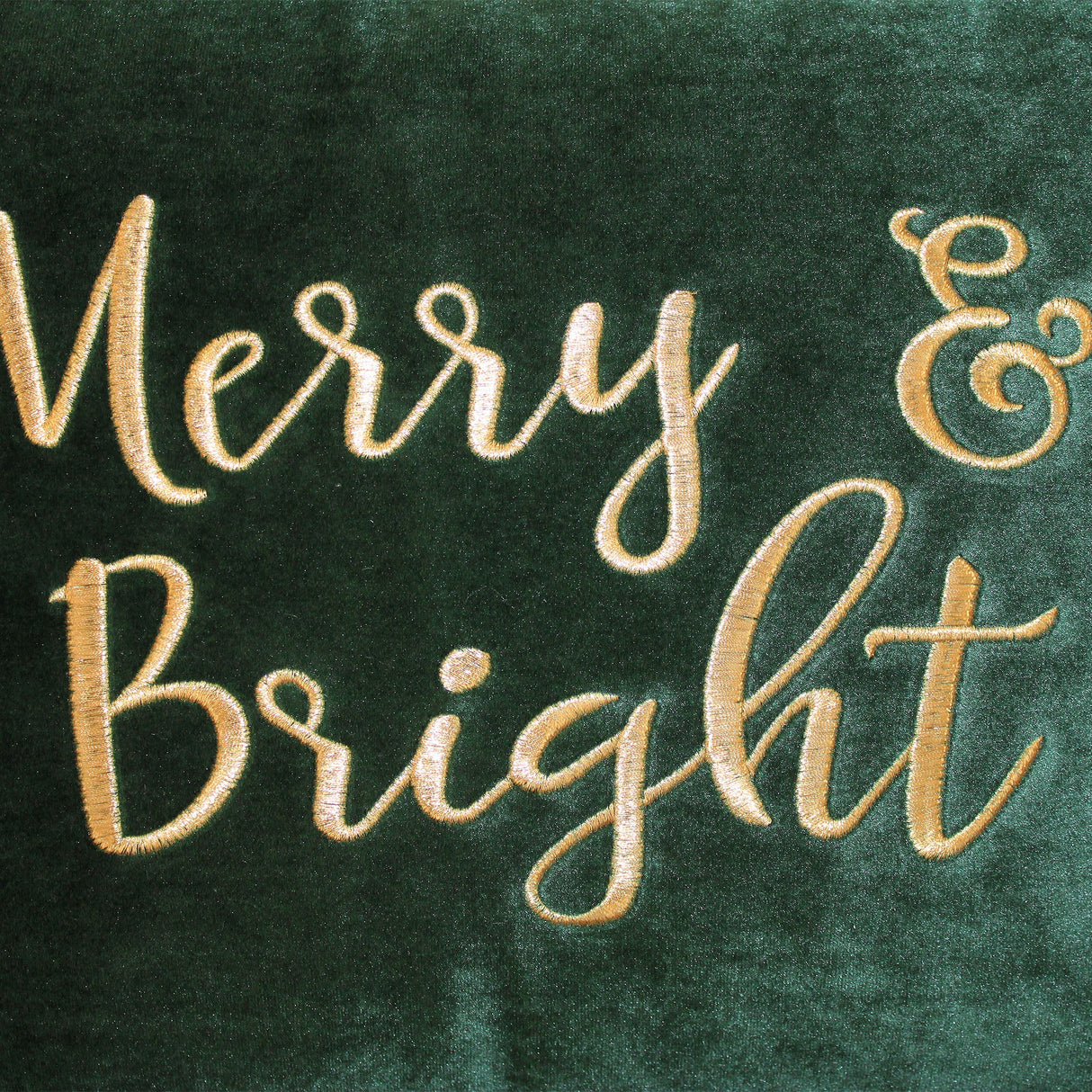 Merry & Bright Velvet Embroidery Pillow - Holiday Typography, 14" X 20" (1 Pillow)