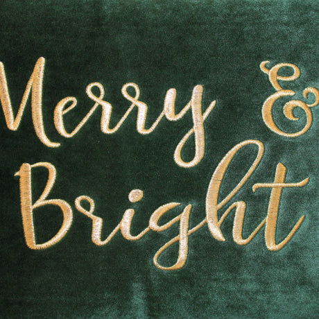 Merry & Bright Velvet Embroidery Pillow - Holiday Typography, 14" X 20" (1 Pillow)
