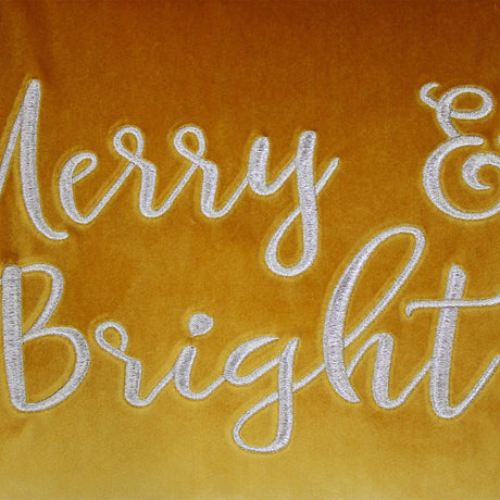 Merry & Bright Velvet Embroidery Pillow - Holiday Typography, 14" X 20" (1 Pillow)