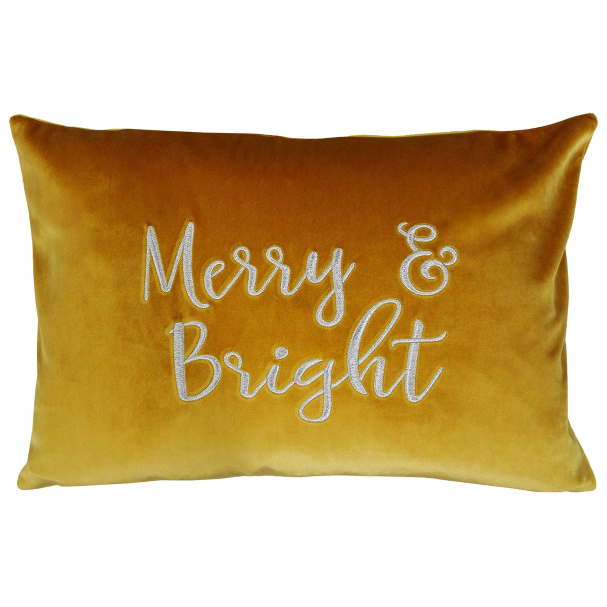 Merry & Bright Velvet Embroidery Pillow - Holiday Typography, 14" X 20" (1 Pillow)