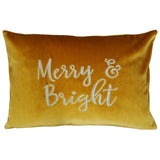 Merry & Bright Velvet Embroidery Pillow - Holiday Typography, 14" X 20" (1 Pillow)