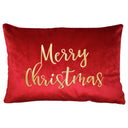 Merry Christmas Embroidered Velvet Pillow - Red/Gold Typography, 14" X 20" (1 Pillow)