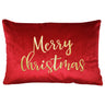 Merry Christmas Embroidered Velvet Pillow - Red/Gold Typography, 14" X 20" (1 Pillow)