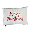 Merry Christmas Embroidered Velvet Pillow - Red/Gold Typography, 14" X 20" (1 Pillow)
