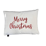 Merry Christmas Embroidered Velvet Pillow - Red/Gold Typography, 14" X 20" (1 Pillow)
