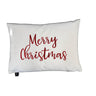 Merry Christmas Embroidered Velvet Pillow - Red/Gold Typography, 14" X 20" (1 Pillow)
