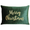Merry Christmas Embroidered Velvet Pillow - Red/Gold Typography, 14" X 20" (1 Pillow)