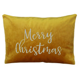 Merry Christmas Embroidered Velvet Pillow - Red/Gold Typography, 14" X 20" (1 Pillow)