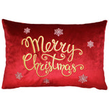 Merry Christmas Snowflakes Embroidery Velvet Pillow - Metallic Embroidery, 14" X 20" (1 Pillow)