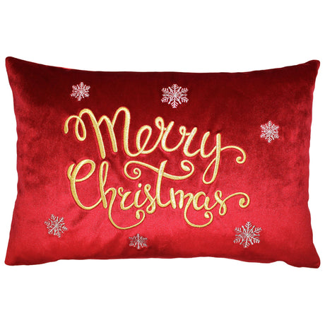 Merry Christmas Snowflakes Embroidery Velvet Pillow - Metallic Embroidery, 14" X 20" (1 Pillow)