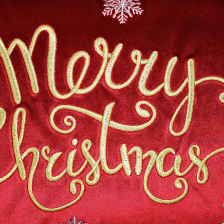 Merry Christmas Snowflakes Embroidery Velvet Pillow - Metallic Embroidery, 14" X 20" (1 Pillow)