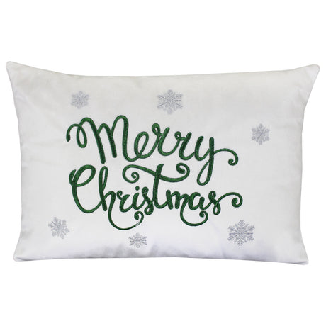 Merry Christmas Snowflakes Embroidery Velvet Pillow - Metallic Embroidery, 14" X 20" (1 Pillow)