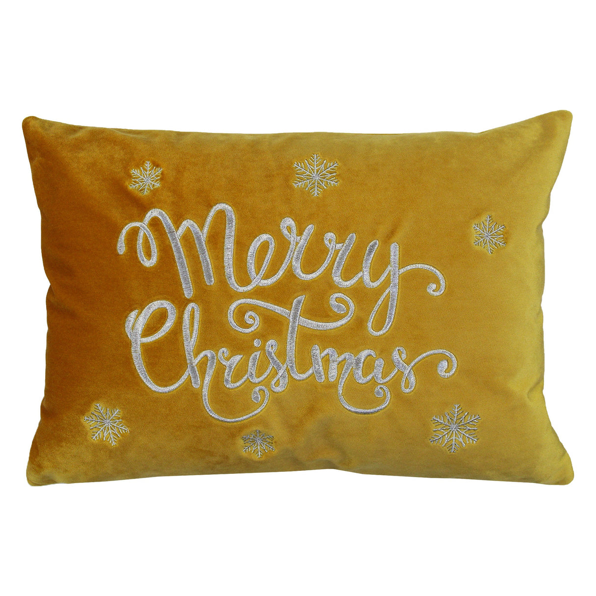 Merry Christmas Snowflakes Embroidery Velvet Pillow - Metallic Embroidery, 14" X 20" (1 Pillow)