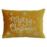 Merry Christmas Snowflakes Embroidery Velvet Pillow - Metallic Embroidery, 14" X 20" (1 Pillow)