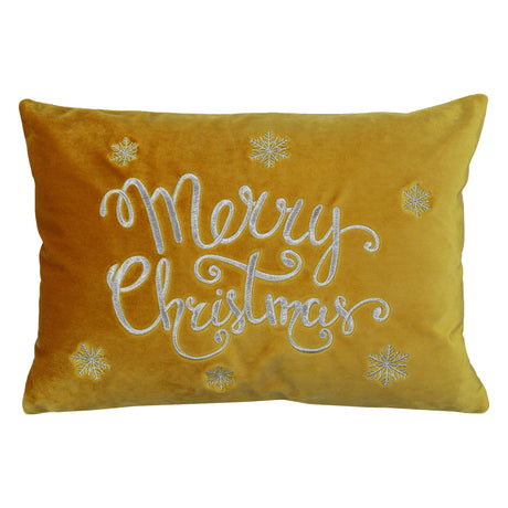 Merry Christmas Snowflakes Embroidery Velvet Pillow - Metallic Embroidery, 14" X 20" (1 Pillow)