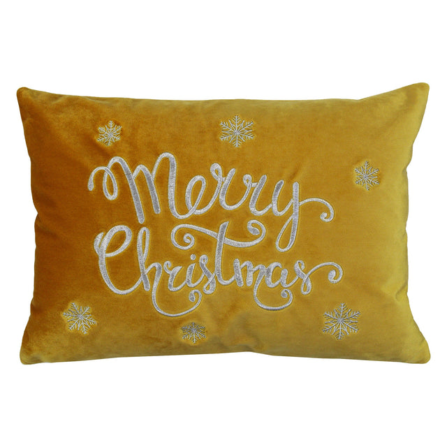 Merry Christmas Snowflakes Embroidery Velvet Pillow - Metallic Embroidery, 14" X 20" (1 Pillow)