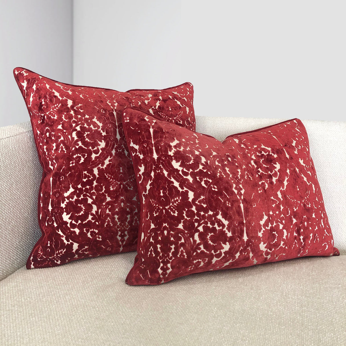 Nixon Traditional Damask Cut Velvet Pillow - Damask Pattern, 18" X 24" (1 Pillow)