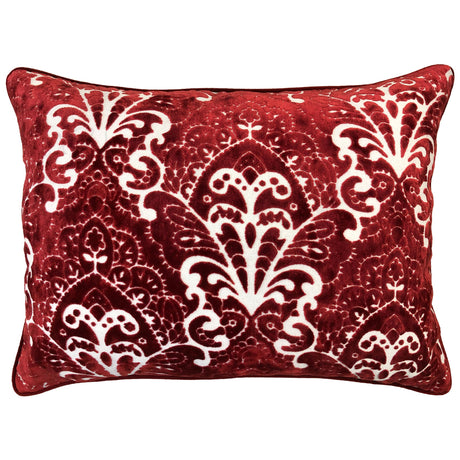 Stevie Metallic Damask Cut Velvet Pillow Fabric - Red, Sapphire, Olive, Gold, 18" X 24" (1 Set)