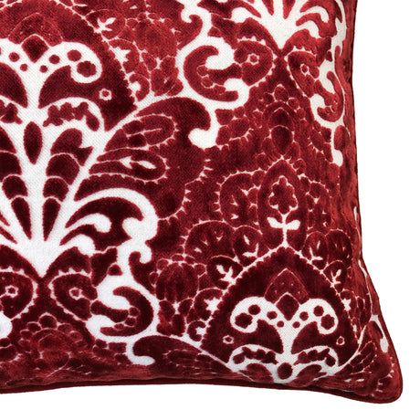 Stevie Metallic Damask Cut Velvet Pillow Fabric - Red, Sapphire, Olive, Gold, 18" X 24" (1 Set)