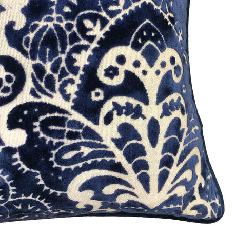 Stevie Metallic Damask Cut Velvet Pillow Fabric - Red, Sapphire, Olive, Gold, 18" X 24" (1 Set)