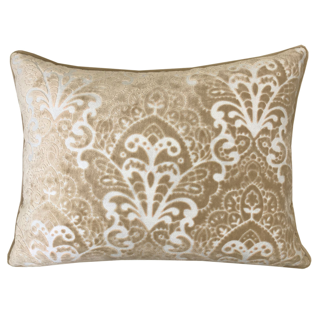 Stevie Metallic Damask Cut Velvet Pillow Fabric - Red, Sapphire, Olive, Gold, 18" X 24" (1 Set)