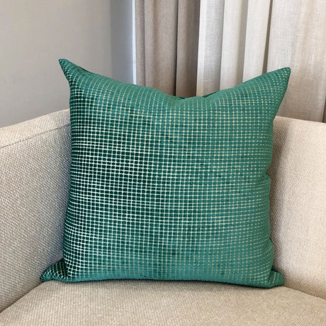 Vika Checkered Cut Velvet Pillow Fabric - Plaid Square Pattern, 23" X 23" (1 Piece)