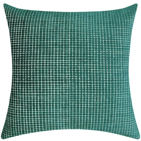 Vika Checkered Cut Velvet Pillow Fabric - Plaid Square Pattern, 23" X 23" (1 Piece)