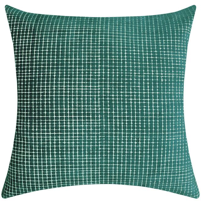 Vika Checkered Cut Velvet Pillow Fabric - Plaid Square Pattern, 23" X 23" (1 Piece)
