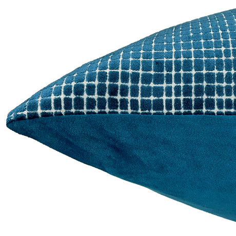 Vika Checkered Cut Velvet Pillow Fabric - Plaid Square Pattern, 23" X 23" (1 Piece)