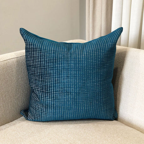 Vika Checkered Cut Velvet Pillow Fabric - Plaid Square Pattern, 23" X 23" (1 Piece)