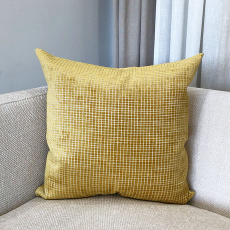 Vika Checkered Cut Velvet Pillow Fabric - Plaid Square Pattern, 23" X 23" (1 Piece)