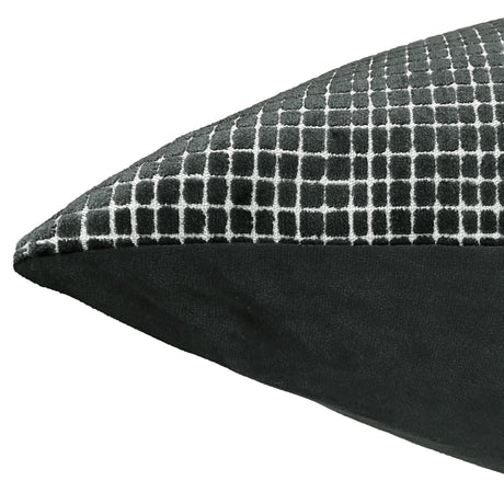Vika Checkered Cut Velvet Pillow Fabric - Plaid Square Pattern, 23" X 23" (1 Piece)