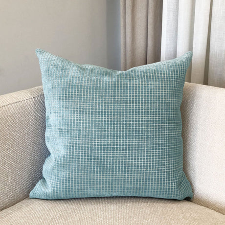Vika Checkered Cut Velvet Pillow Fabric - Plaid Square Pattern, 23" X 23" (1 Piece)