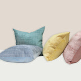 Vika Checkered Cut Velvet Pillow Fabric - Plaid Square Pattern, 23" X 23" (1 Piece)