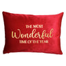 The Most Wonderful Time Of The Year Embroidered Velvet Pillow - Holiday Sentiment, 14X20" (1 Pillow)