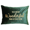 The Most Wonderful Time Of The Year Embroidered Velvet Pillow - Holiday Sentiment, 14X20" (1 Pillow)