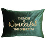 The Most Wonderful Time Of The Year Embroidered Velvet Pillow - Holiday Sentiment, 14X20" (1 Pillow)