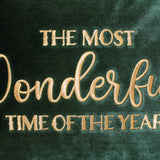 The Most Wonderful Time Of The Year Embroidered Velvet Pillow - Holiday Sentiment, 14X20" (1 Pillow)