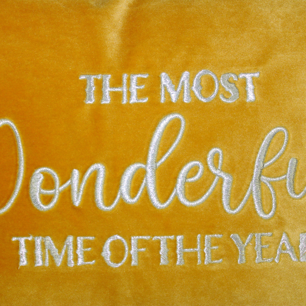 The Most Wonderful Time Of The Year Embroidered Velvet Pillow - Holiday Sentiment, 14X20" (1 Pillow)