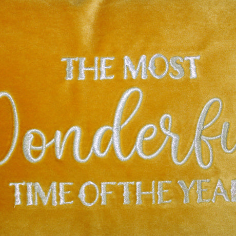 The Most Wonderful Time Of The Year Embroidered Velvet Pillow - Holiday Sentiment, 14X20" (1 Pillow)