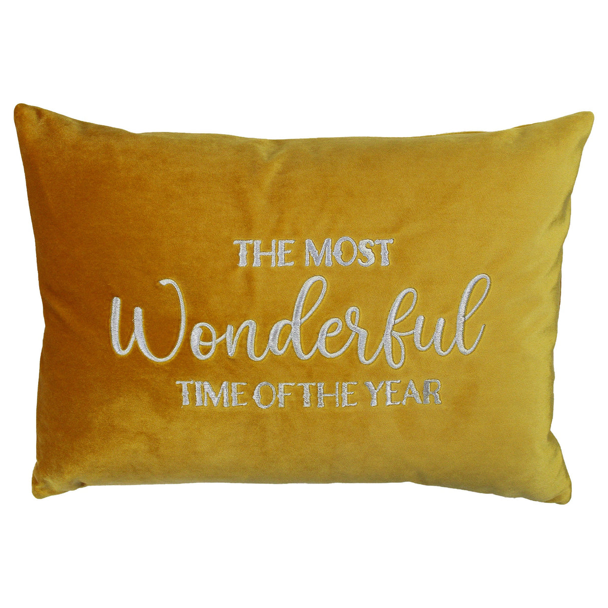 The Most Wonderful Time Of The Year Embroidered Velvet Pillow - Holiday Sentiment, 14X20" (1 Pillow)