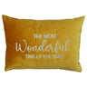 The Most Wonderful Time Of The Year Embroidered Velvet Pillow - Holiday Sentiment, 14X20" (1 Pillow)