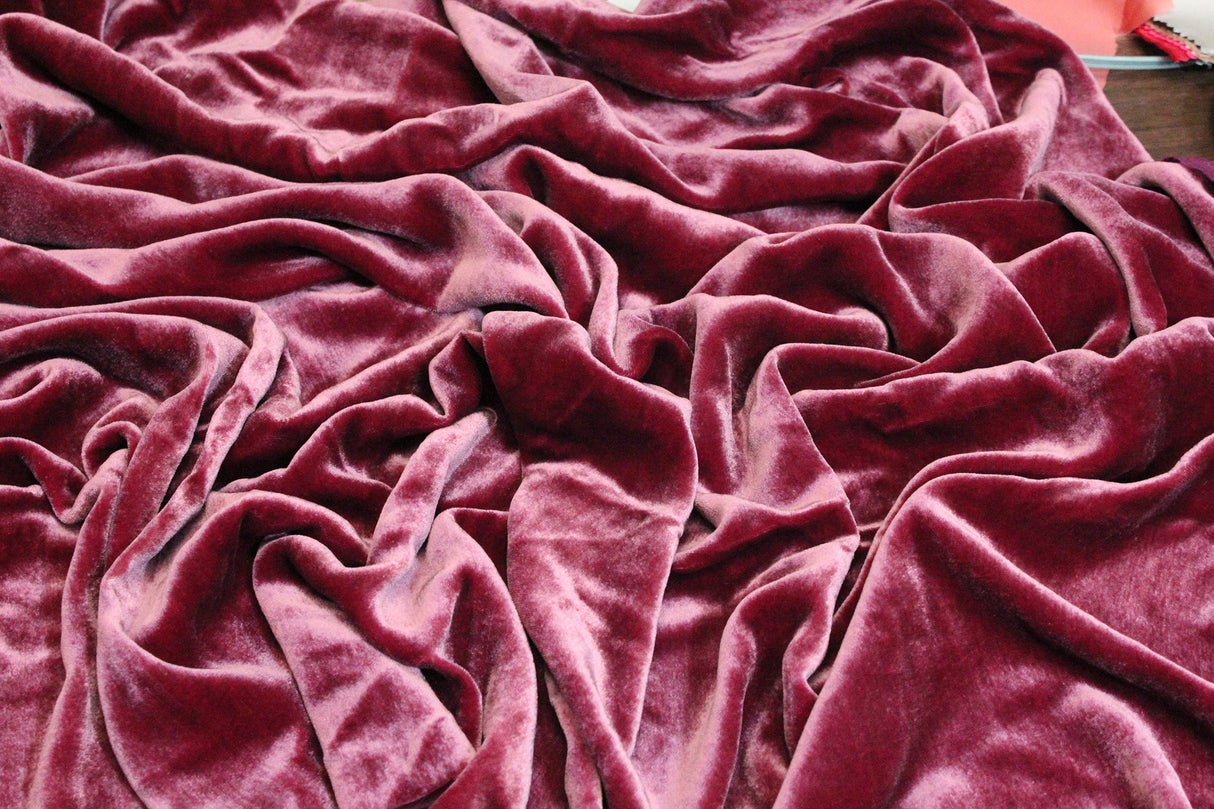 Premium Silk Rayon Velvet Fabric - Azalea, 45" Width (1 Yard)