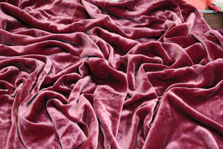 Premium Silk Rayon Velvet Fabric - Azalea, 45" Width (1 Yard)